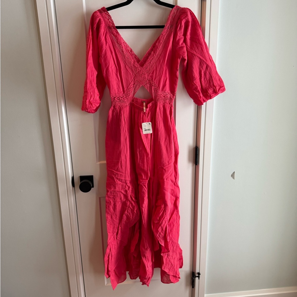 Anthropologie Vibrant Pink Backless Dress